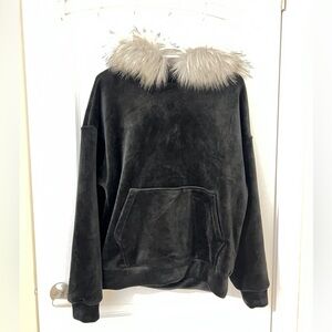 Black Faux Fur Hoodie